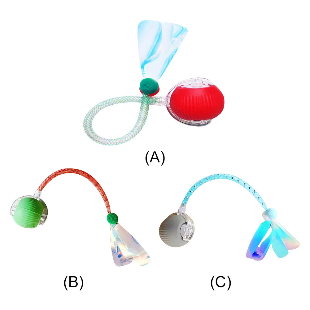 Interactive Cat Toys Ball with Elastic Mesh Tail Auto