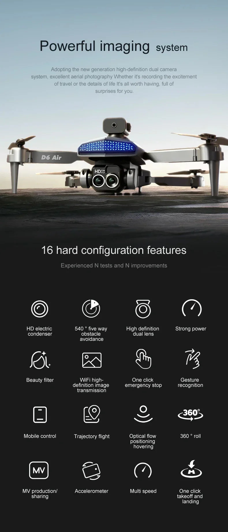 New D6 8K Drone Professional HD Dual Camera