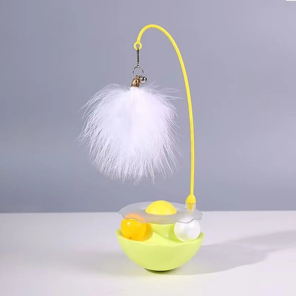 Interactive Cat Tumbler Toy, ABS Base with Feathers