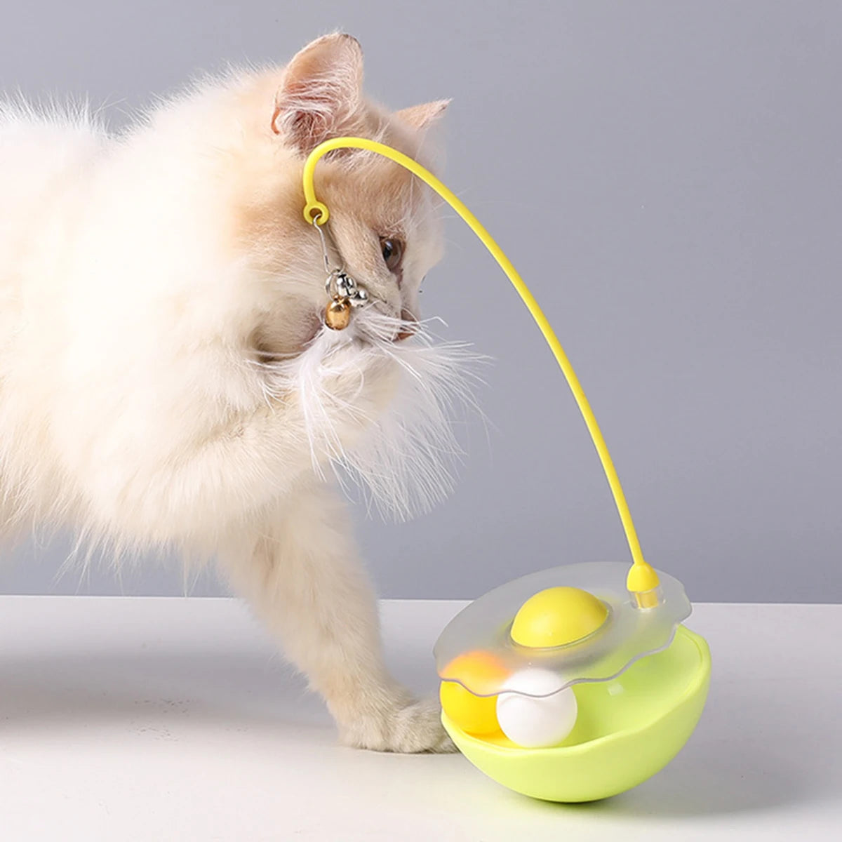Interactive Cat Tumbler Toy, ABS Base with Feathers