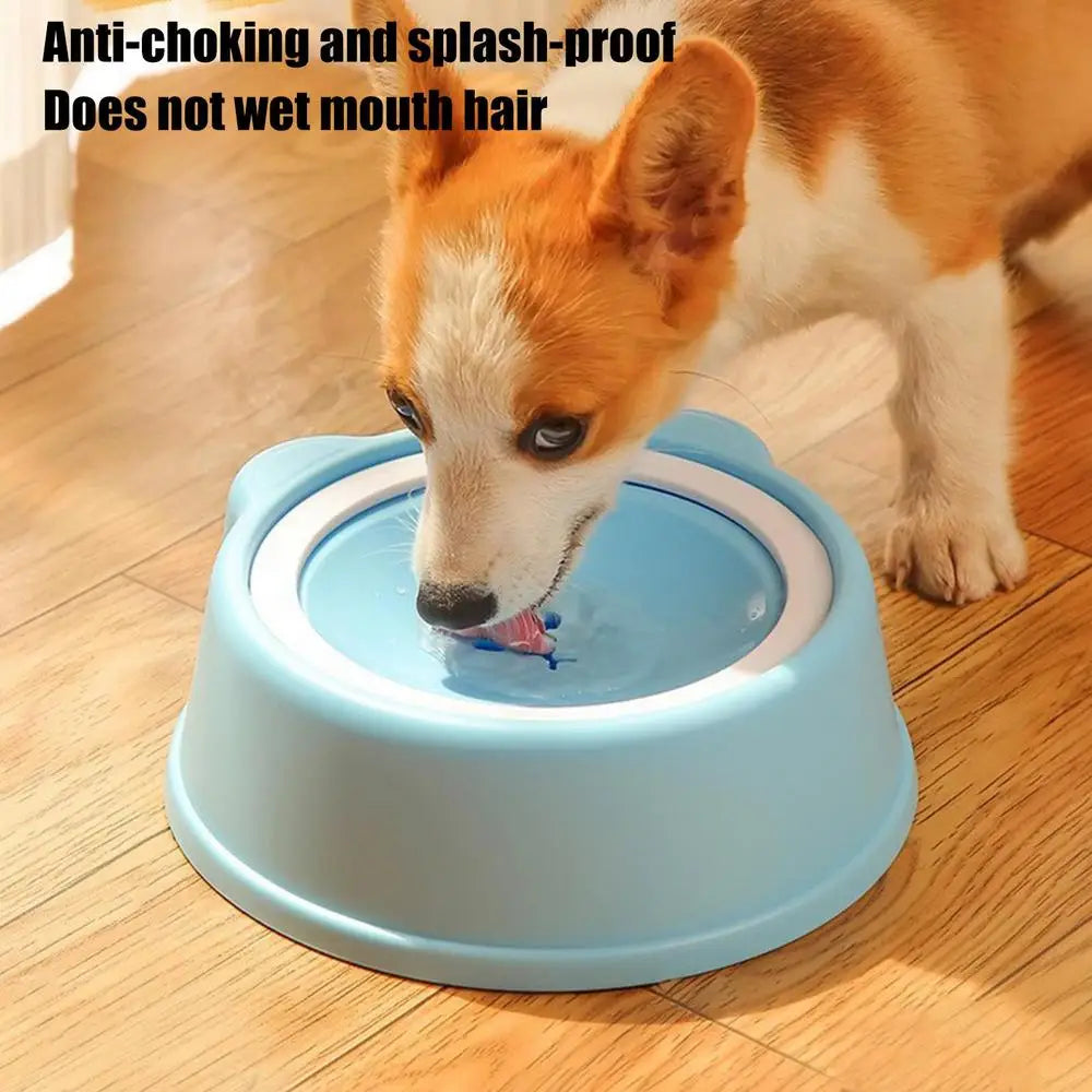 Pet Water Dish Spill-Proof Dog Bowl Slow Water