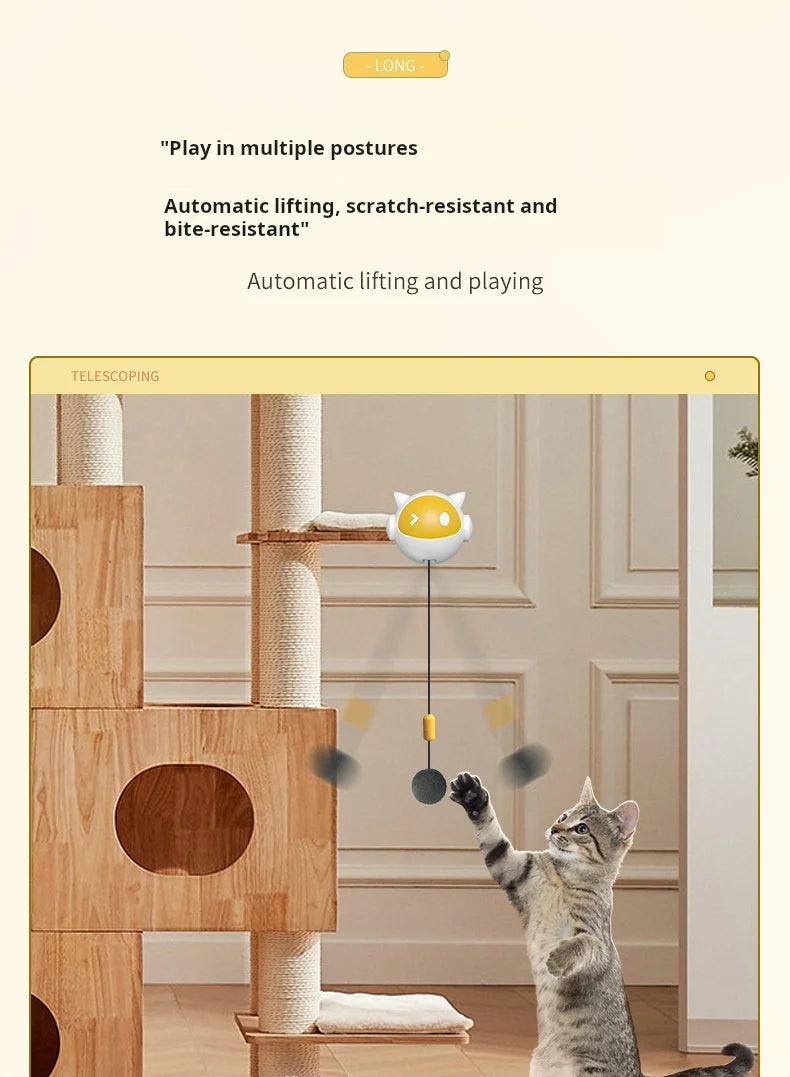 Electric Cat Toy Ball Automatic Lifting Spring Rod