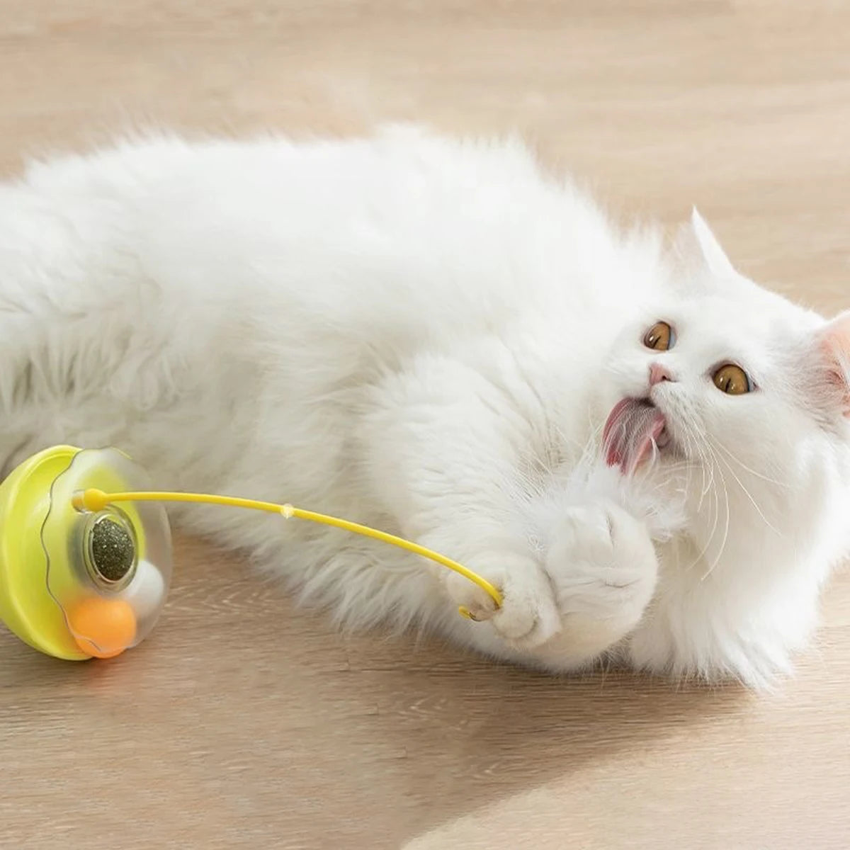 Interactive Cat Tumbler Toy, ABS Base with Feathers