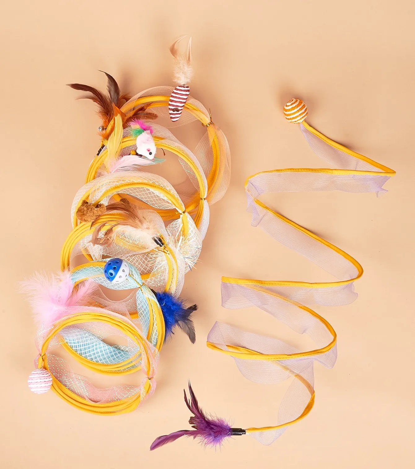 S Type Cats Tunnel Spring Toy Folded Cat Tunnel