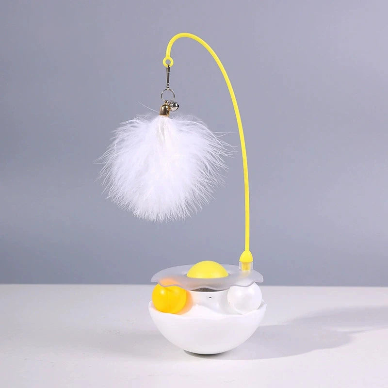 Interactive Cat Tumbler Toy, ABS Base with Feathers