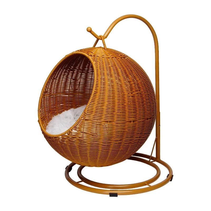 Rattan Cat Nest and Cat Cage Washable Cat Hanging