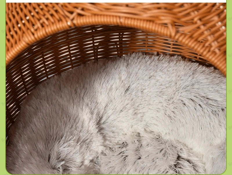 Rattan Cat Nest and Cat Cage Washable Cat Hanging