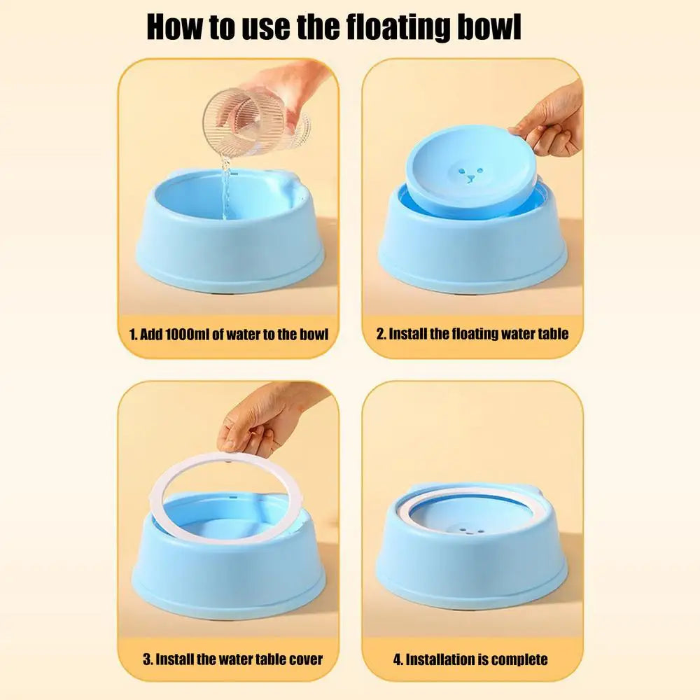 Pet Water Dish Spill-Proof Dog Bowl Slow Water
