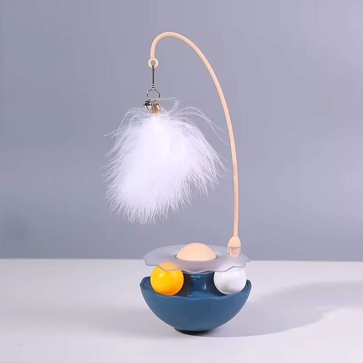 Interactive Cat Tumbler Toy, ABS Base with Feathers