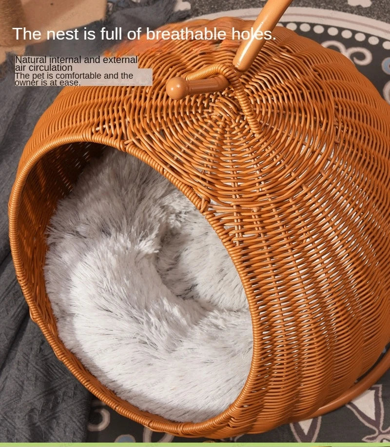 Rattan Cat Nest and Cat Cage Washable Cat Hanging