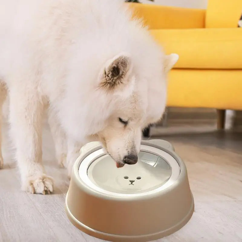 Pet Water Dish Spill-Proof Dog Bowl Slow Water