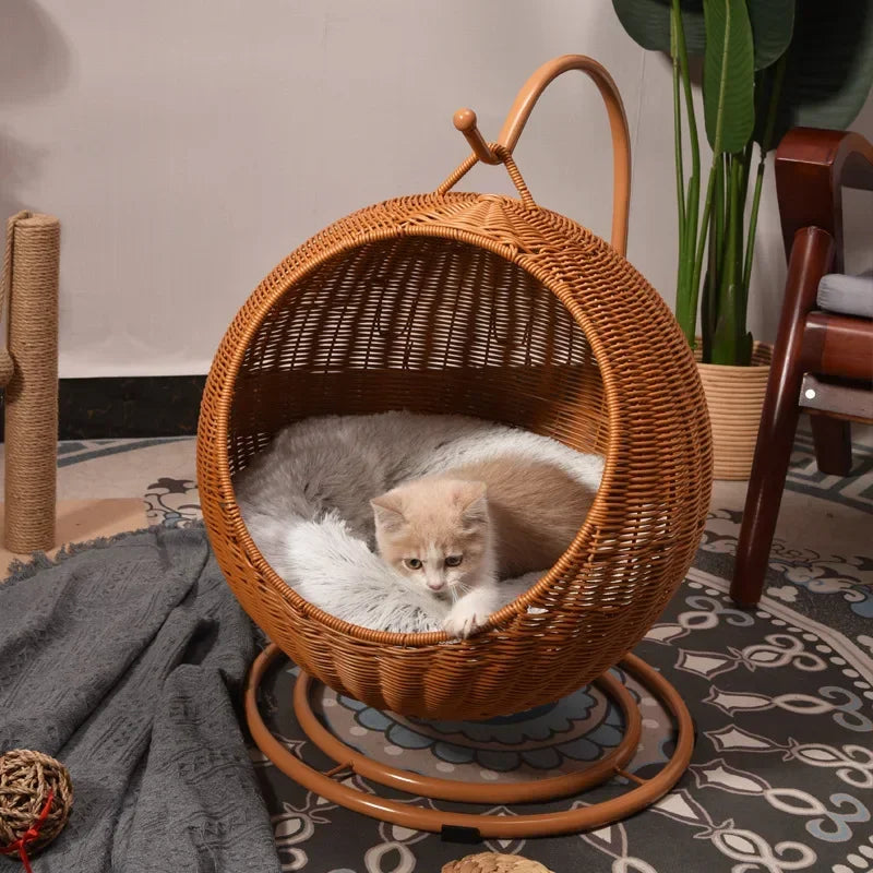 Rattan Cat Nest and Cat Cage Washable Cat Hanging