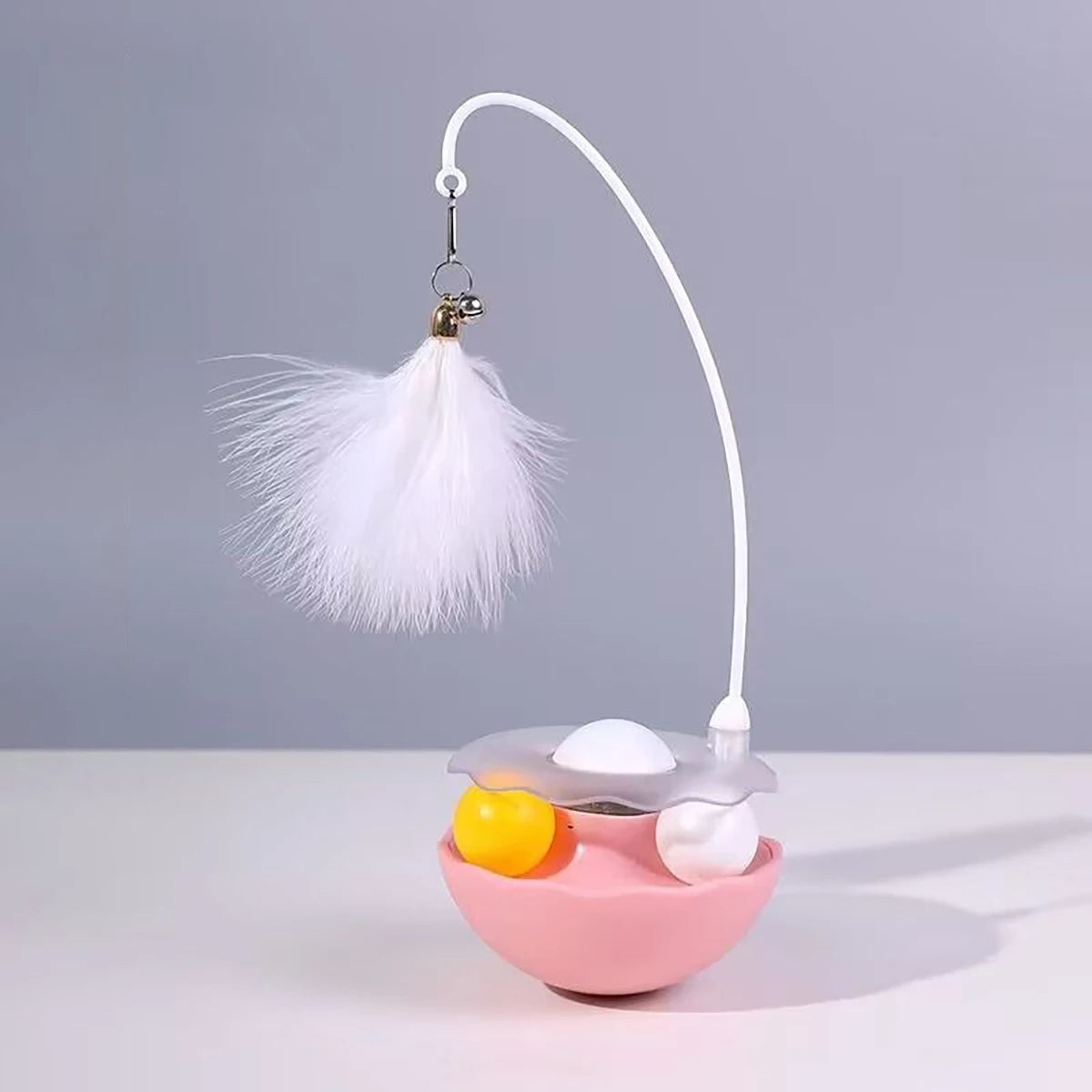Interactive Cat Tumbler Toy, ABS Base with Feathers