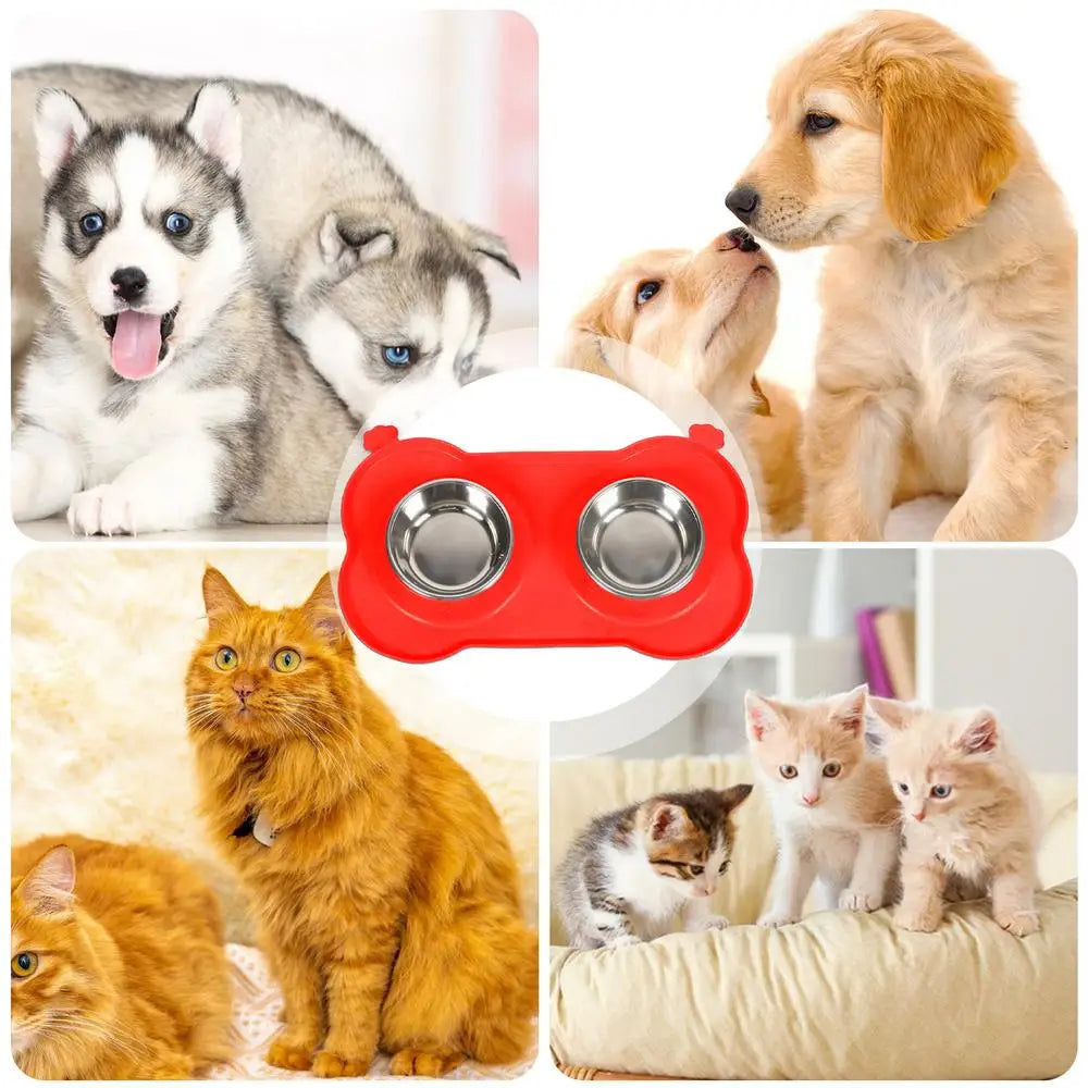 Dog Double Feeding Bowl Double Feeder Bowls