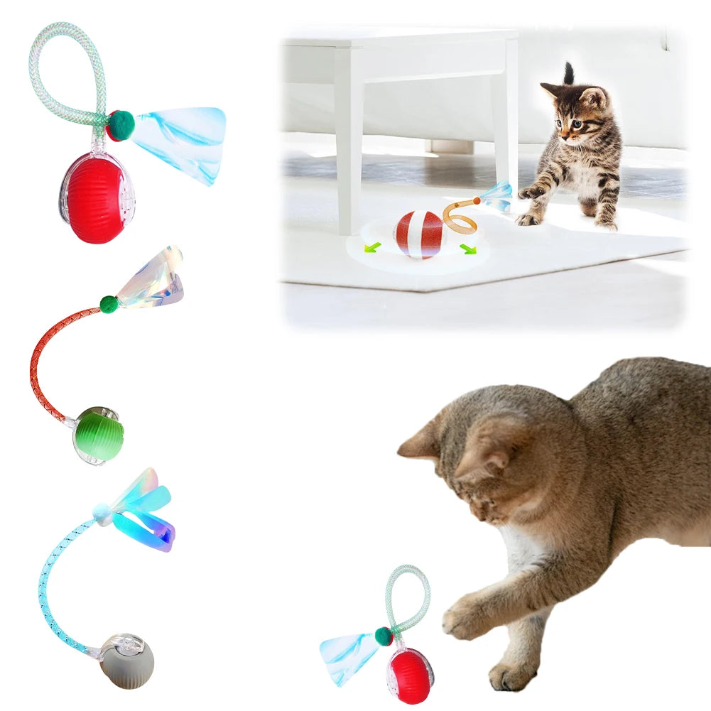 Interactive Cat Toys Ball with Elastic Mesh Tail Auto